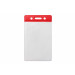 Clear Vinyl Vertical Badge Holder with Red Color Bar, 3.75" x 2.63"