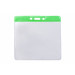 Clear Vinyl Horizontal Badge Holder with Green Color Bar, 4.38" x 3.63"