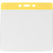 Clear Vinyl Horizontal Badge Holder with Yellow Color Bar, 4.38" x 3.63"