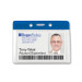 Vinyl Horizontal Badge Holder with Royal Blue Color Bar, 3.75" x 2.63"