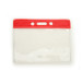 Vinyl Horizontal Badge Holder with Red Color Bar, 3.75" x 2.63"